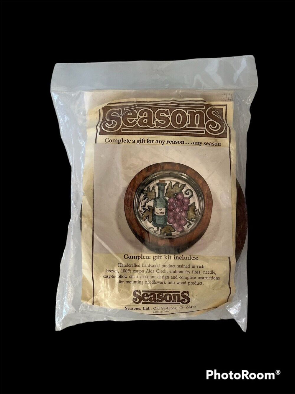 Vintage Seasons Gift Embroidery Kit - Wine - Hardwood NOS